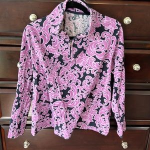 Blue and Purple patterned zipper top